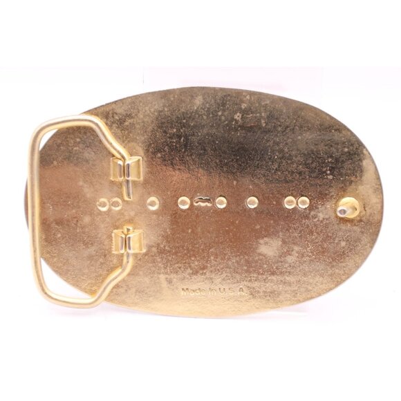 Western Scroll Ornate Filigree Belt Buckle Engraved Black Edge Gold Tone Vintage - Picture 4 of 9